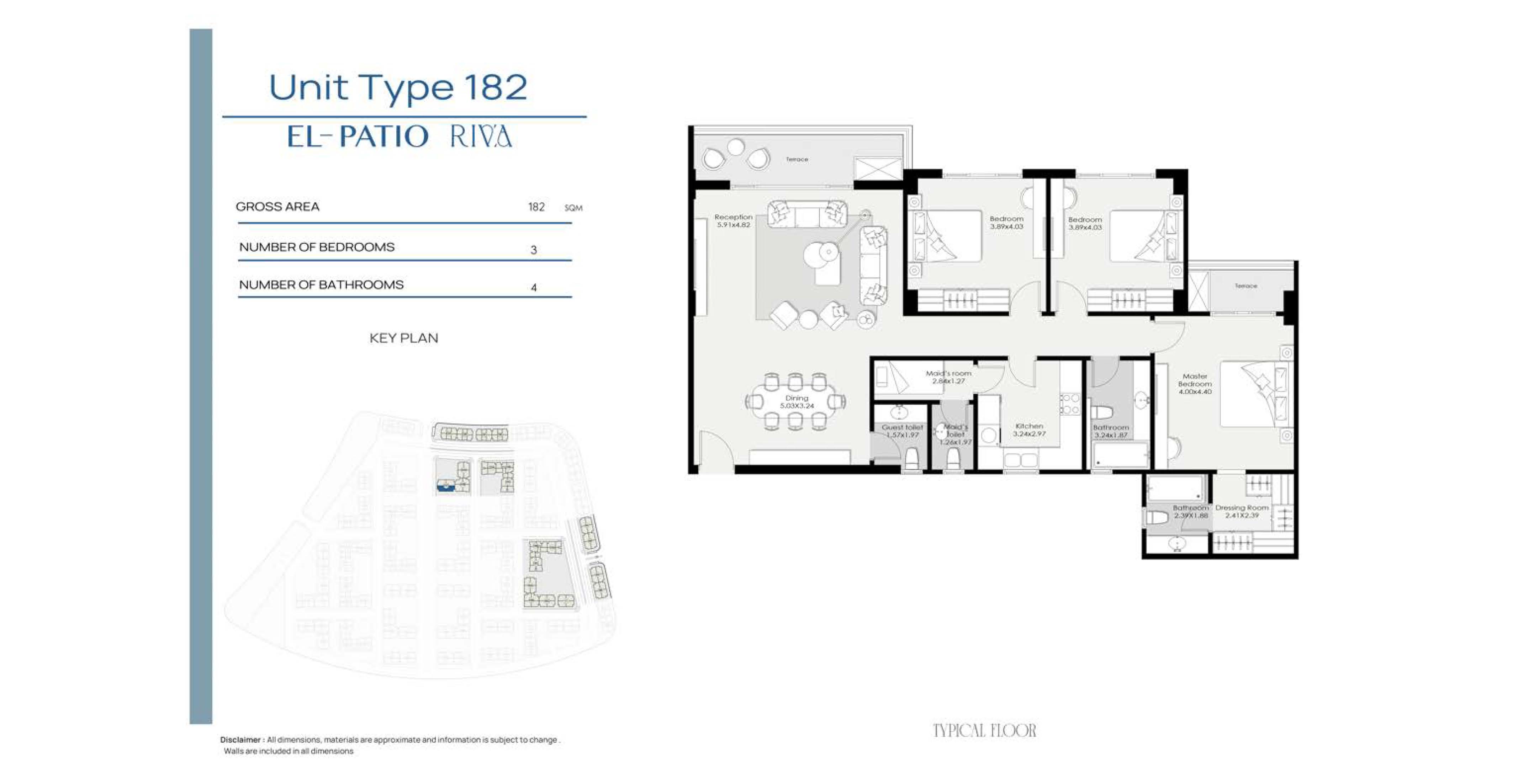 Floor plan for apartment at El Patio Riva