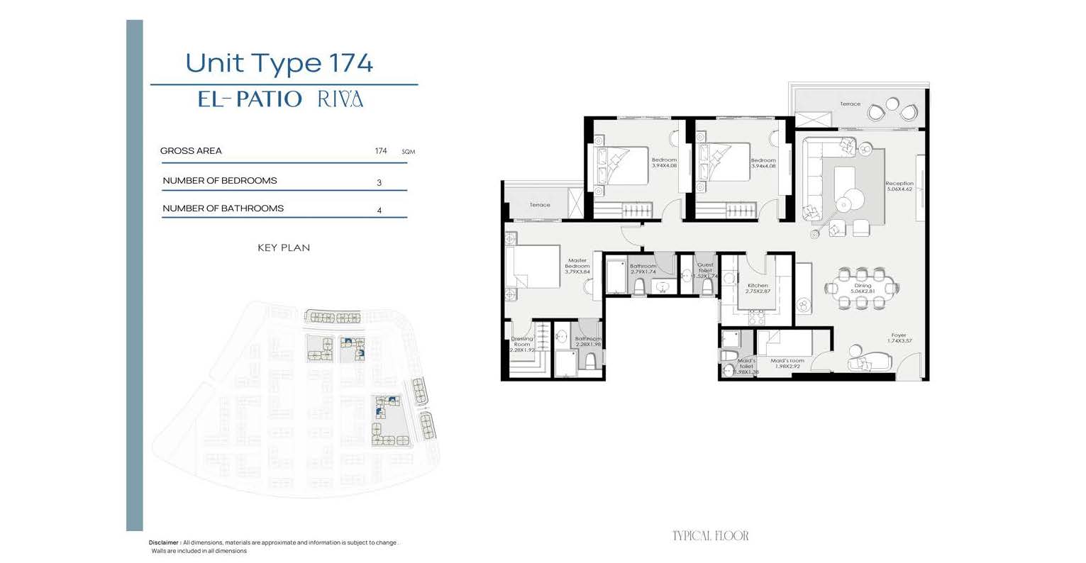 Floor plan for apartment at El Patio Riva