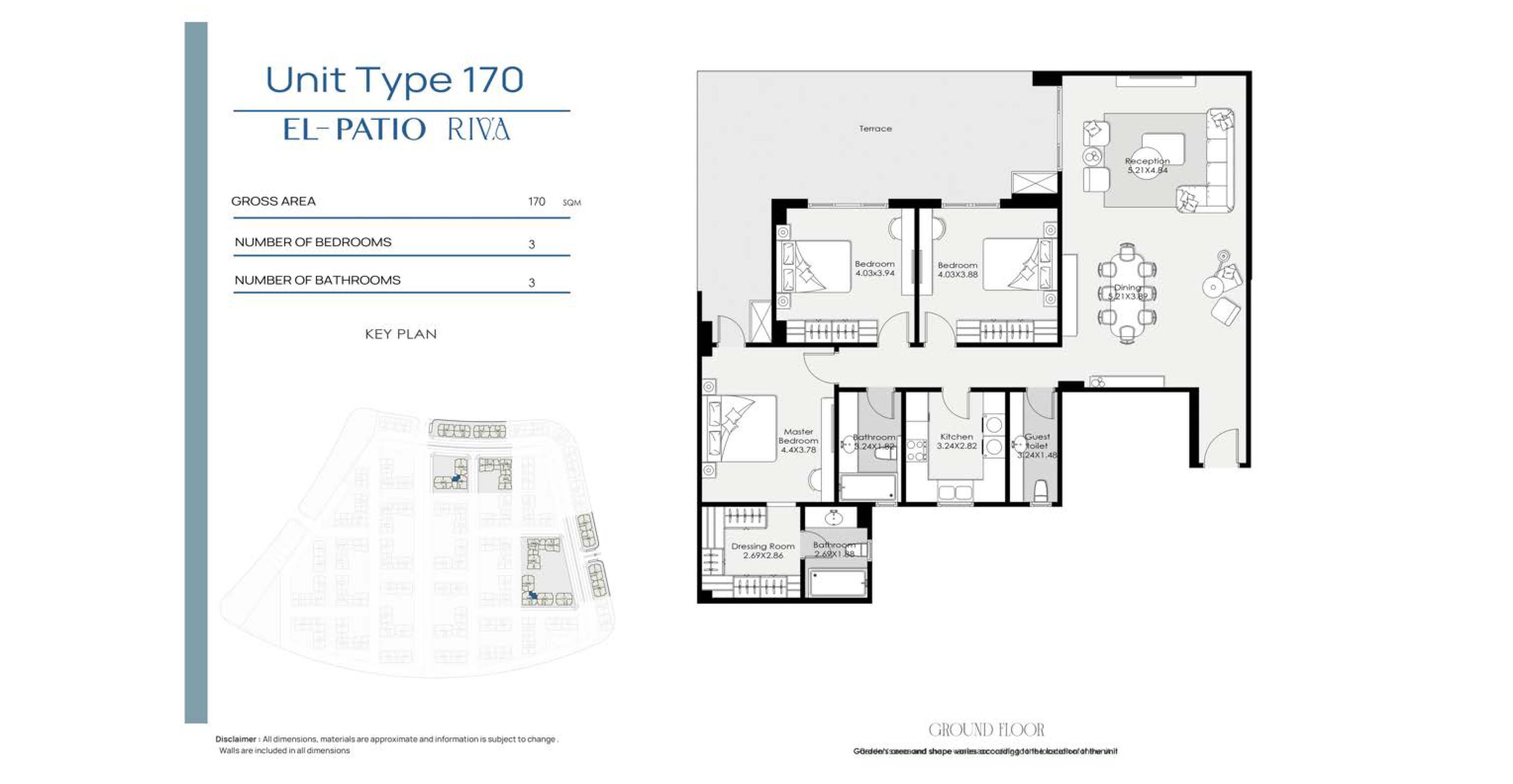 Floor plan for apartment at El Patio Riva