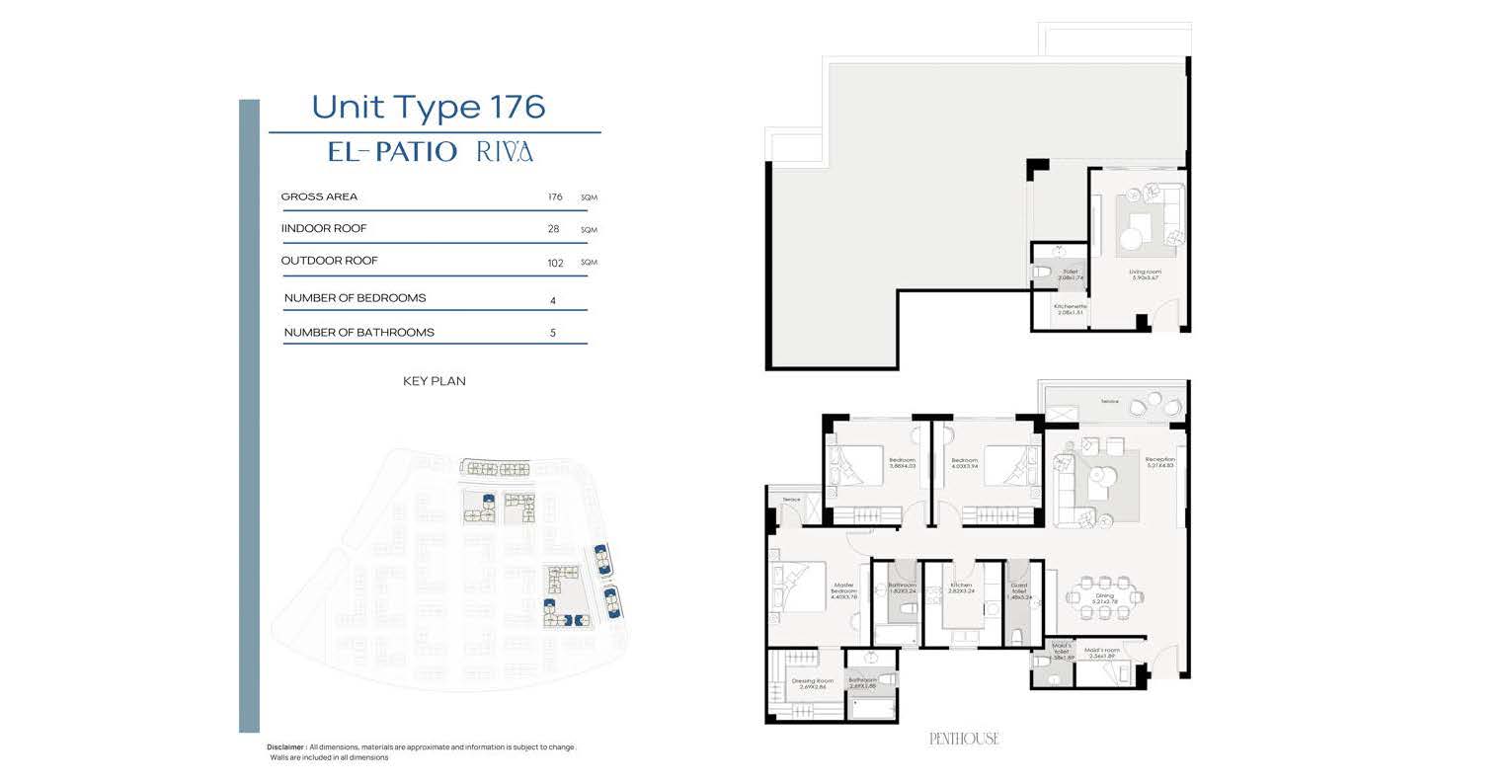 Floor plan for penthouse at El Patio Riva