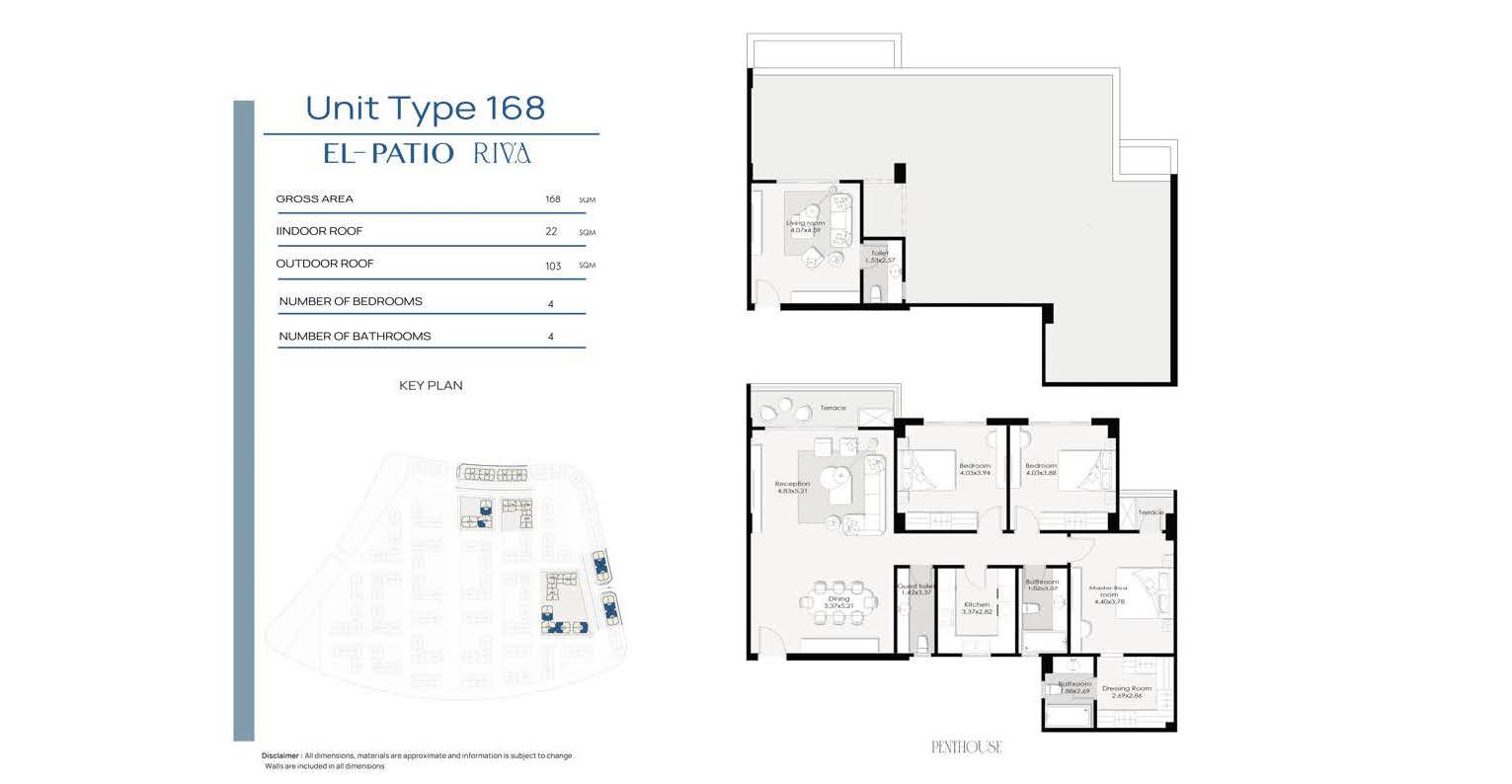 Floor plan for penthouse at El Patio Riva