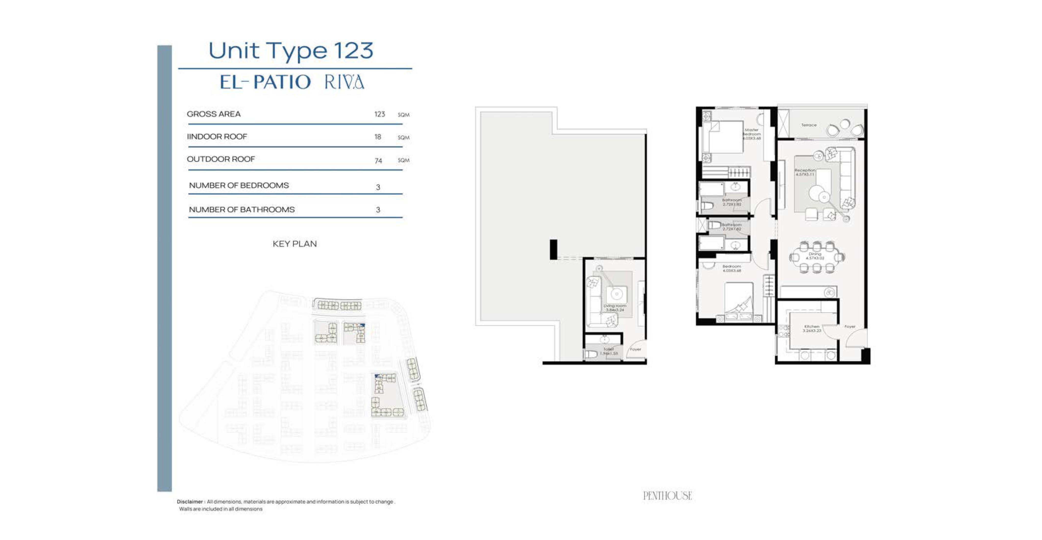 Floor plan for penthouse at El Patio Riva
