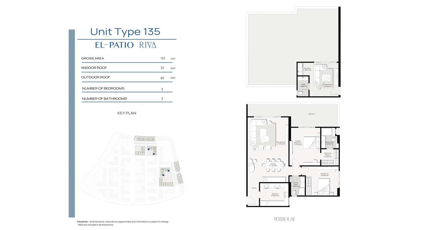 Floor plan for penthouse at El Patio Riva