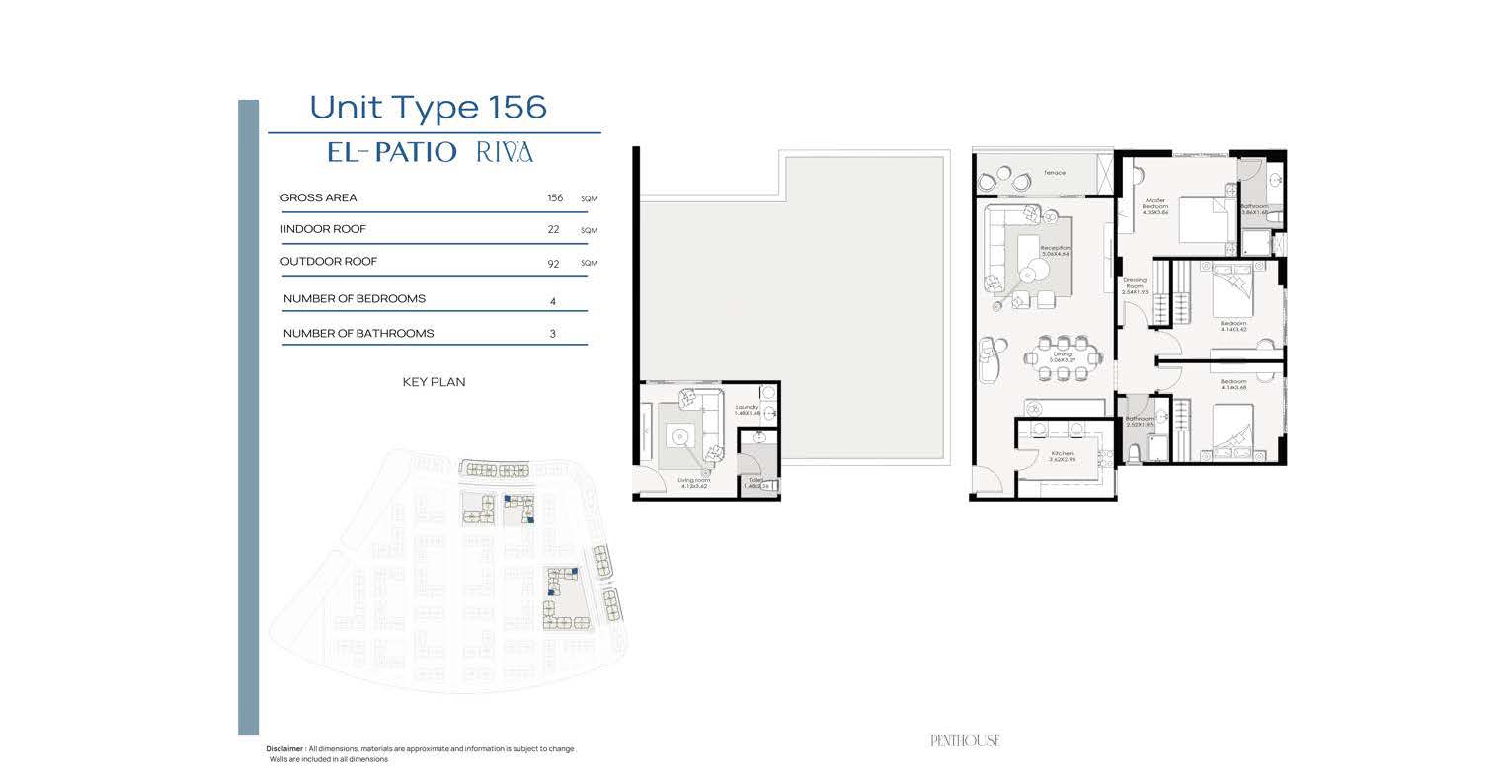 Floor plan for penthouse at El Patio Riva