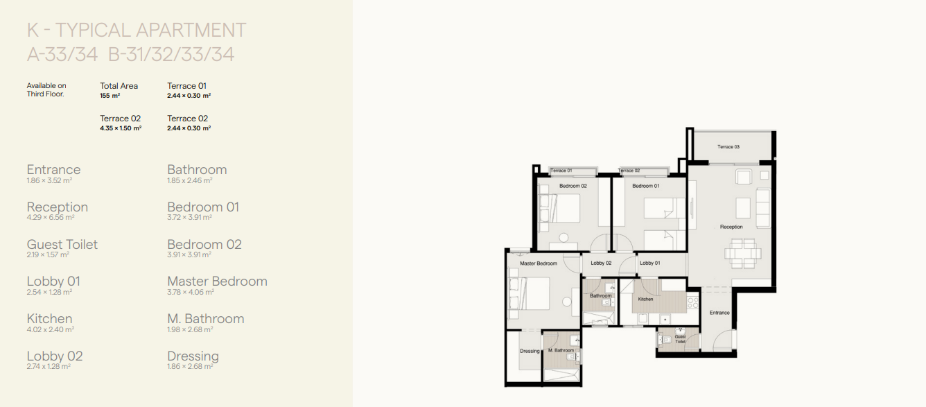 Floor plan for apartment at Residence Eight Sky Abu Dhabi