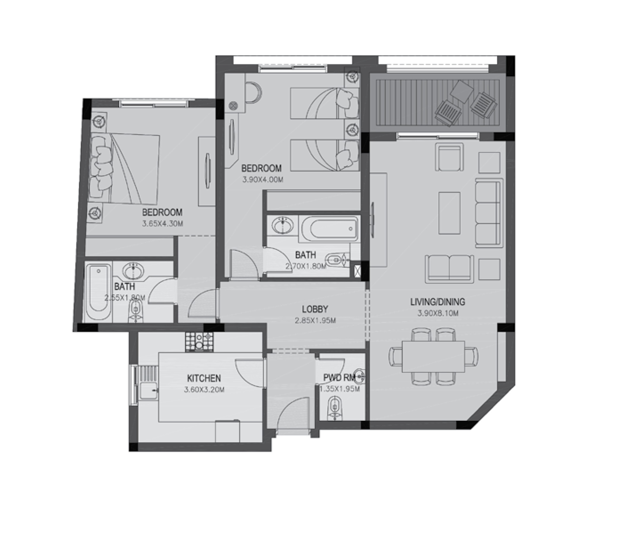 Floor plan for apartment at Uptown Cairo