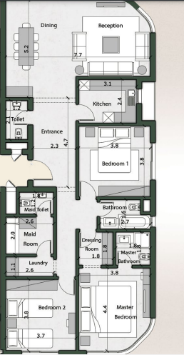 Floor plan for apartment at Bloomfields