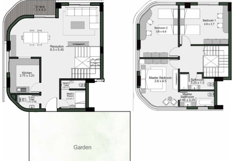 Floor plan for duplex at Bloomfields