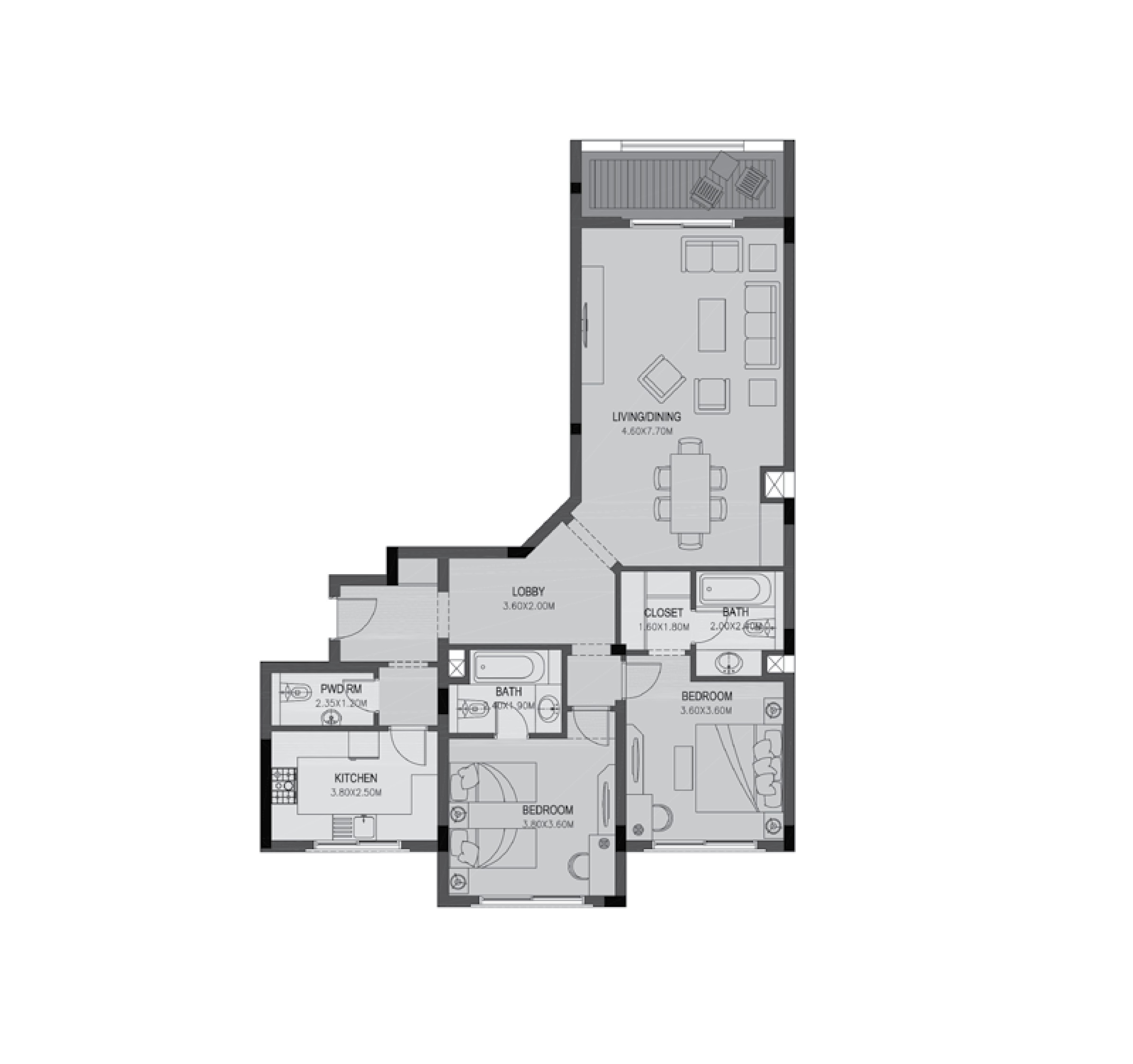Floor plan for apartment at Uptown Cairo