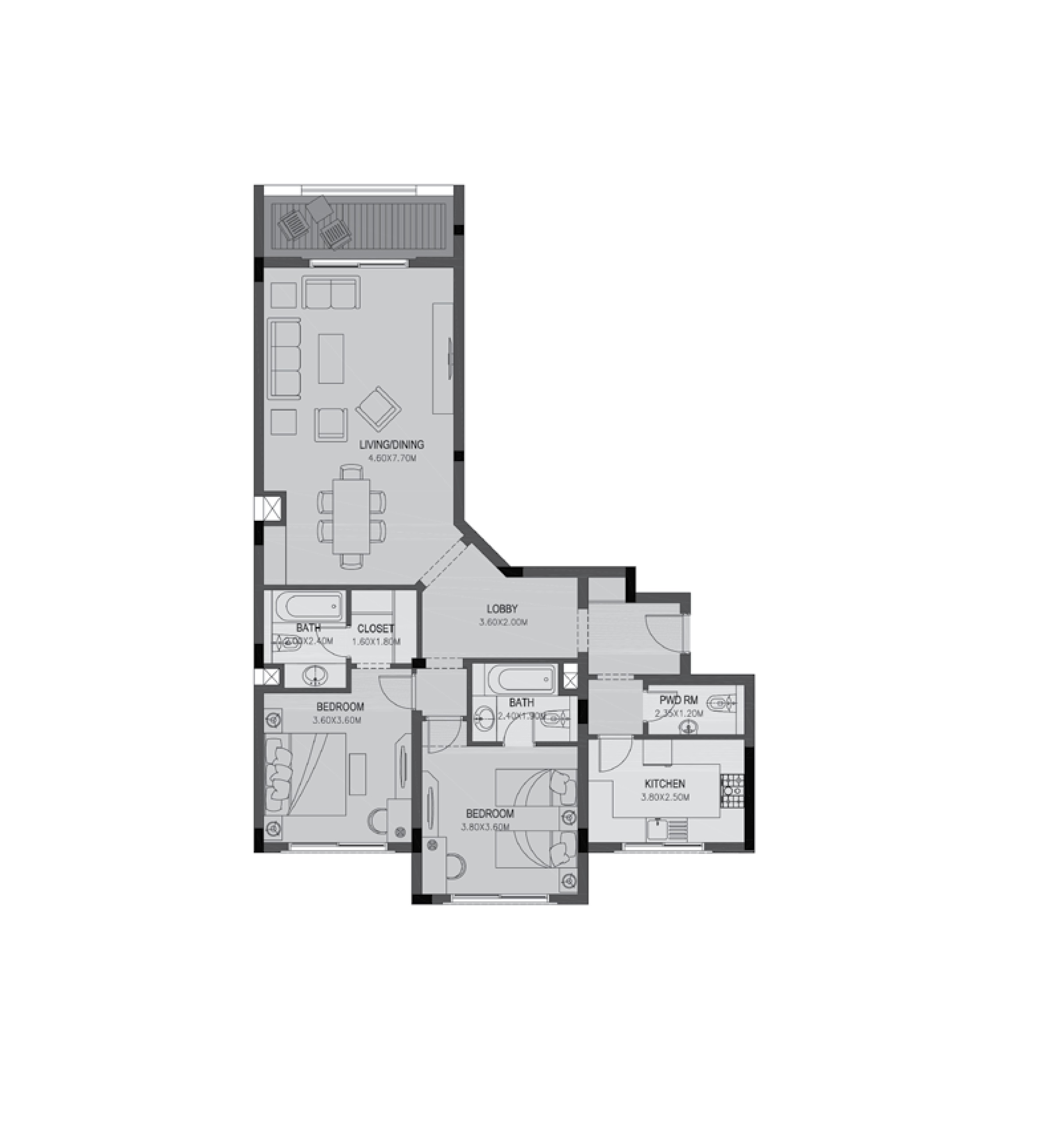 Floor plan for apartment at Uptown Cairo