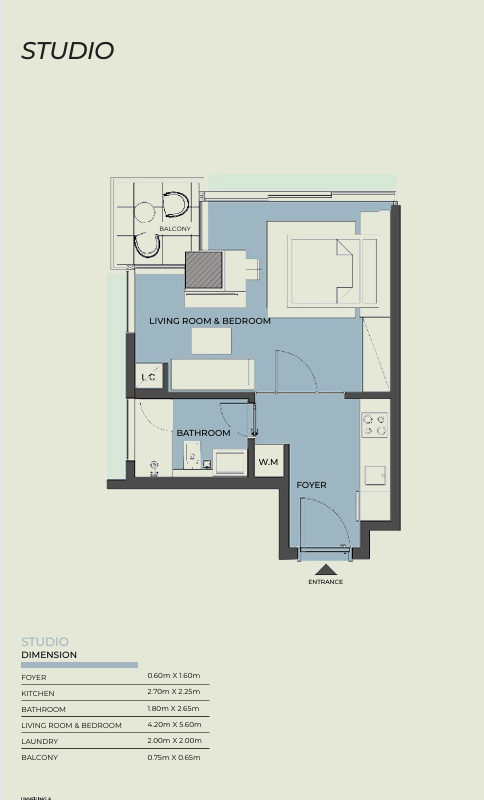 Floor plan for studio at The Ark