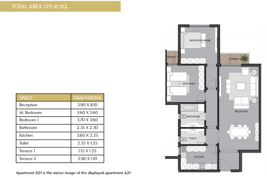 Floor plan for apartment at Mountain View ICity New Cairo