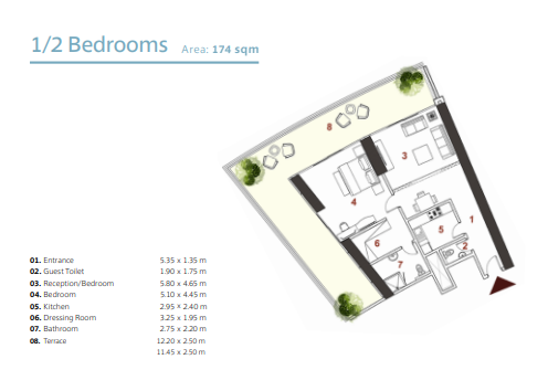 Floor plan for apartment at The Gate - New Alamein