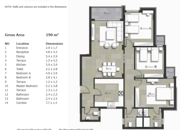 Floor plan for apartment at Castle Landmark