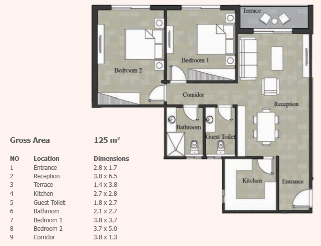 Floor plan for apartment at Castle Landmark