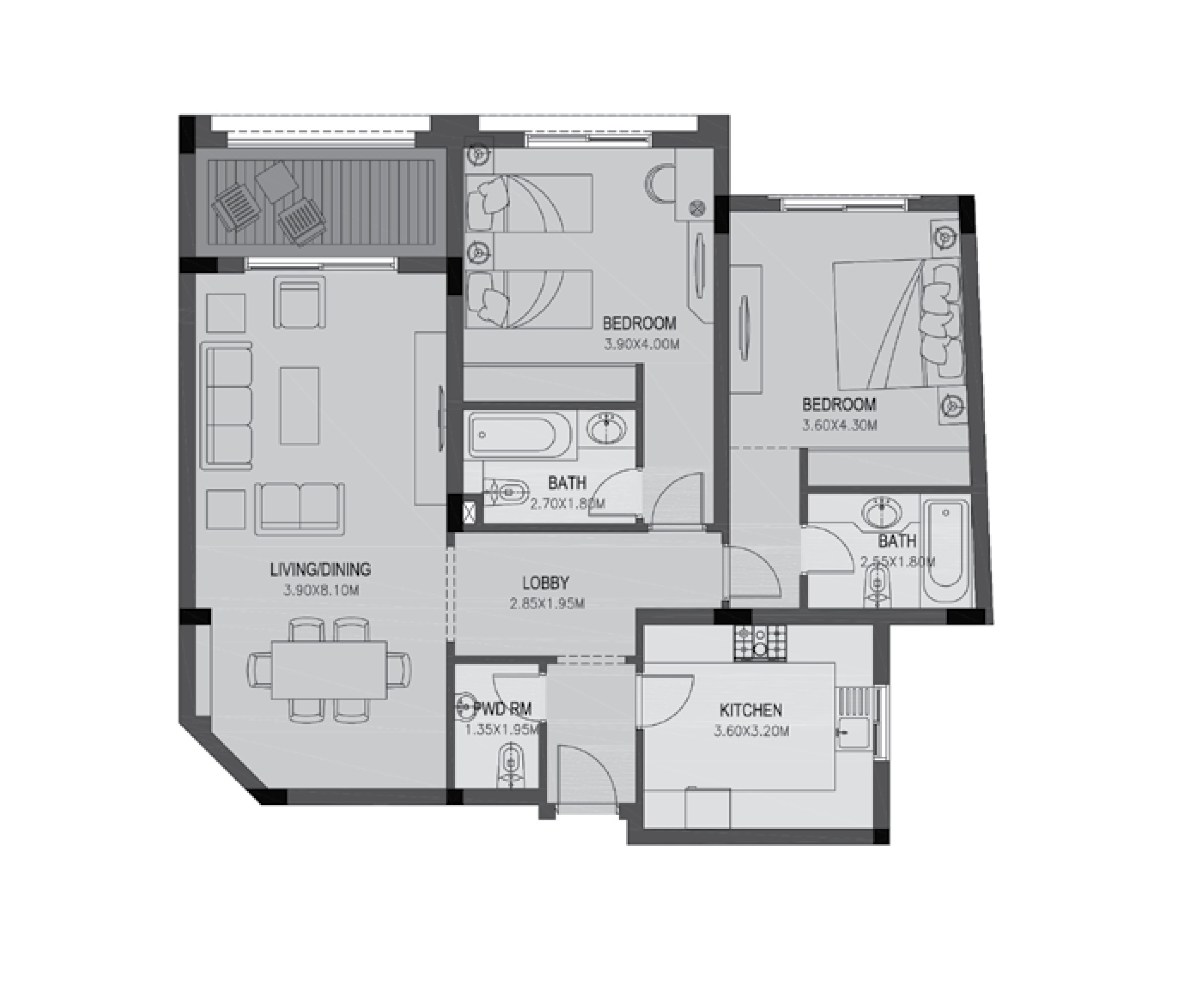 Floor plan for apartment at Uptown Cairo