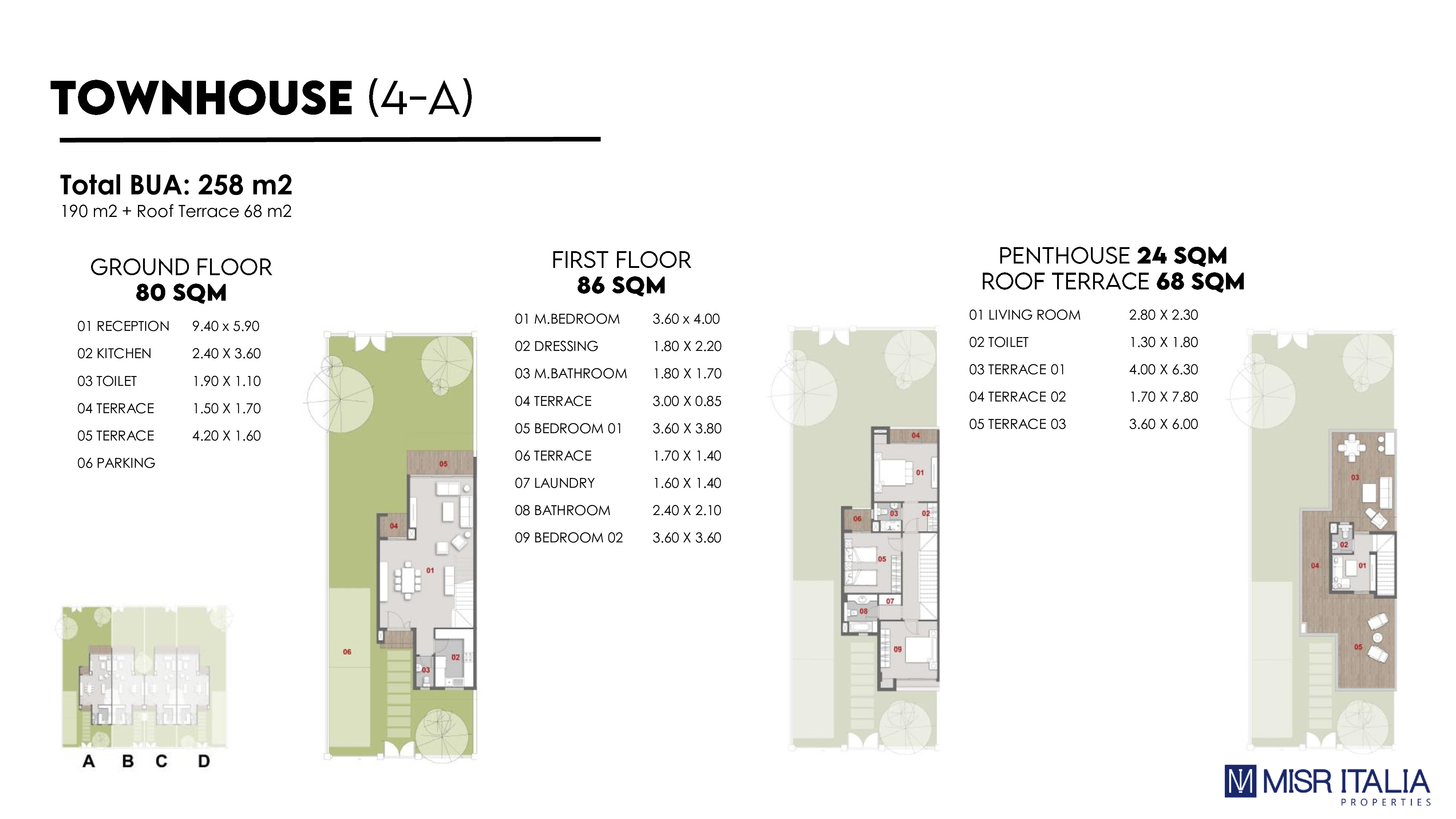 Floor plan for townhouse at Il Bosco New Capital