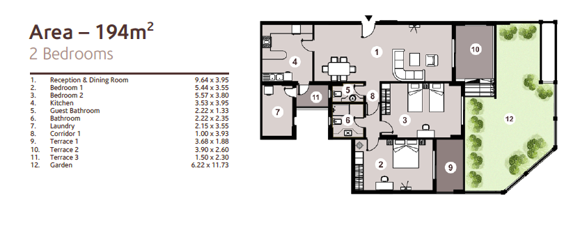 Floor plan for apartment at Downtown New Alamein
