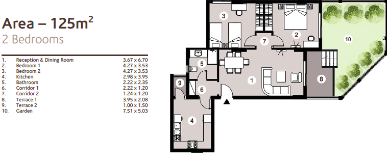 Floor plan for apartment at Downtown New Alamein