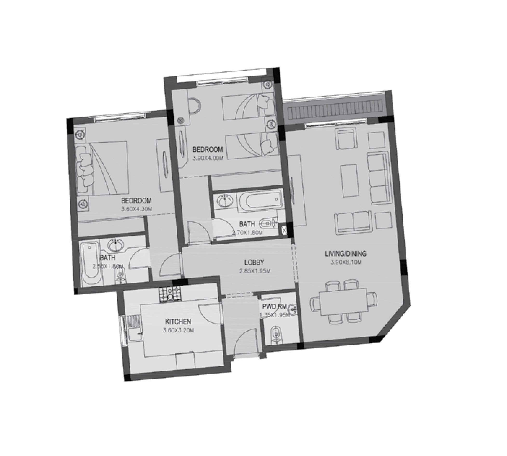 Floor plan for apartment at Uptown Cairo