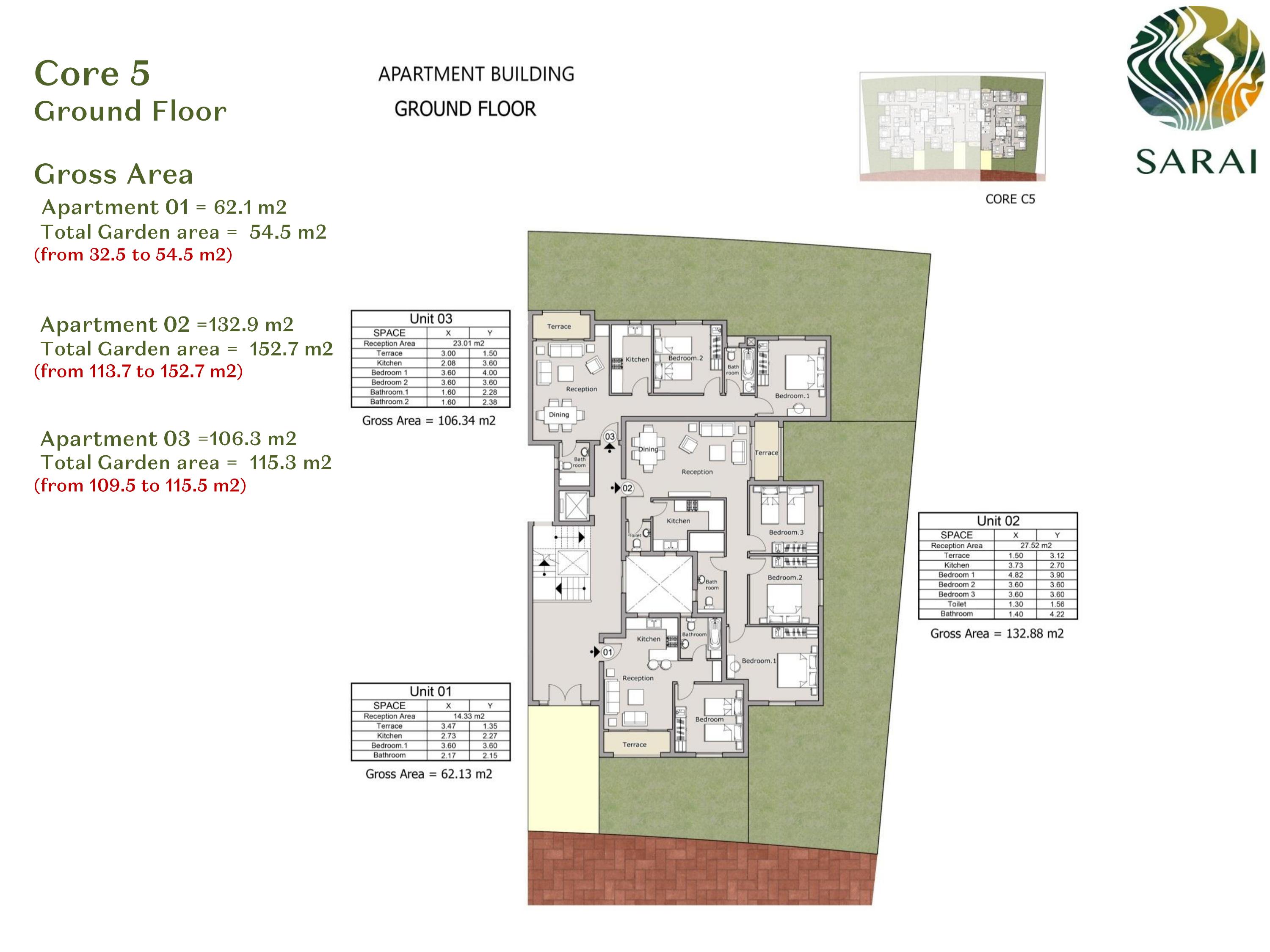 Floor plan for studio at Sarai