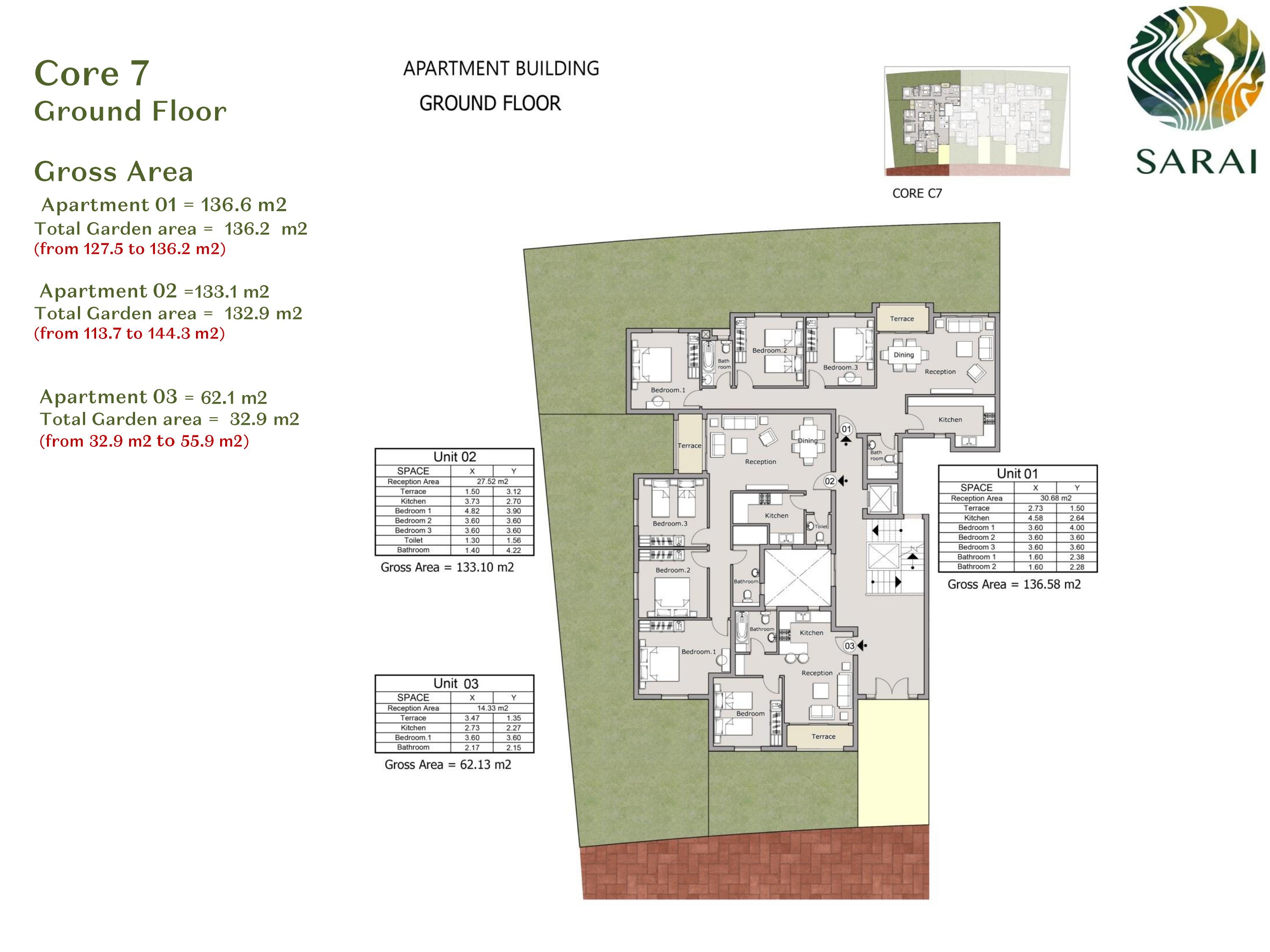 Floor plan for studio at Sarai