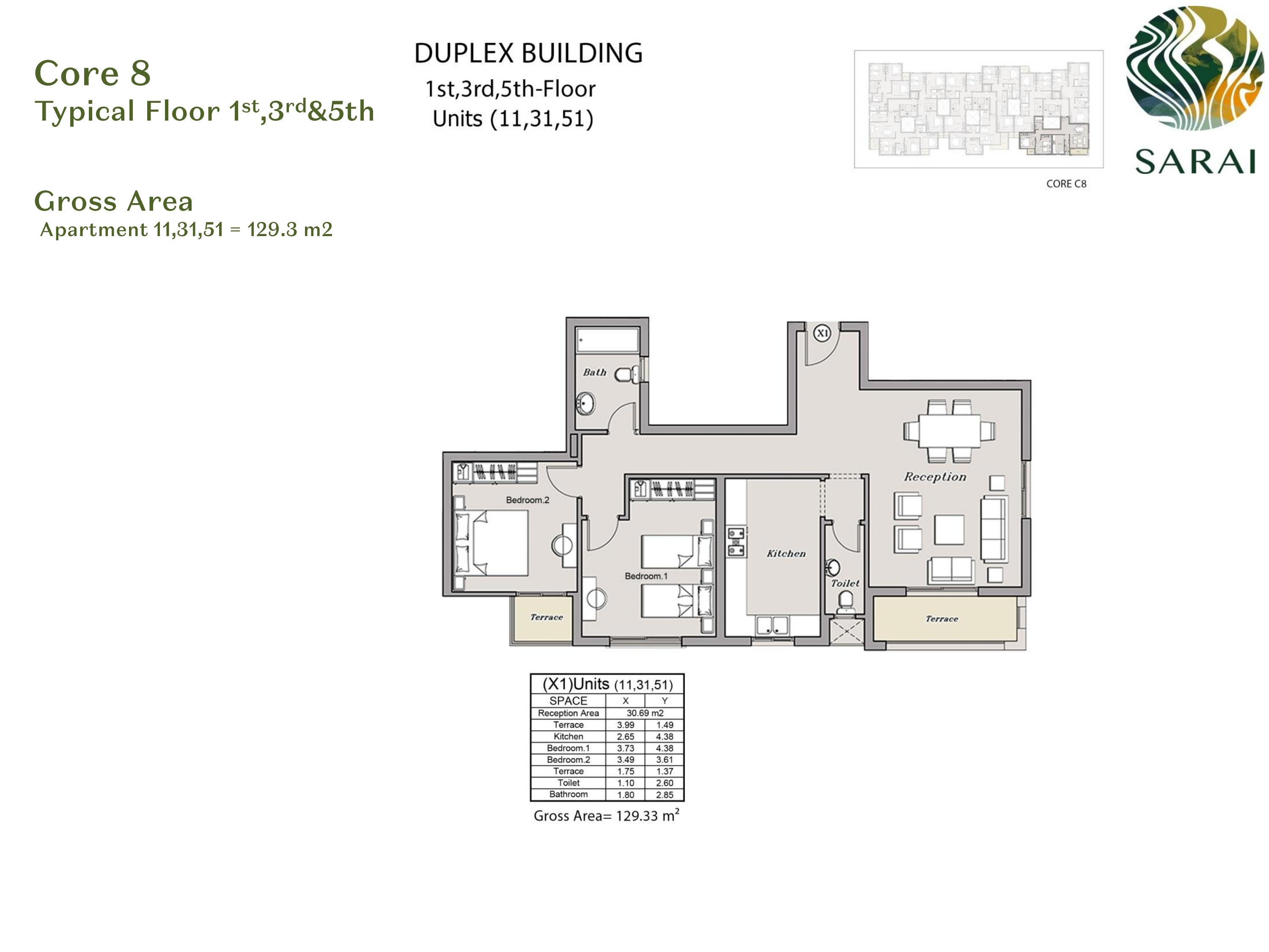 Floor plan for apartment at Sarai