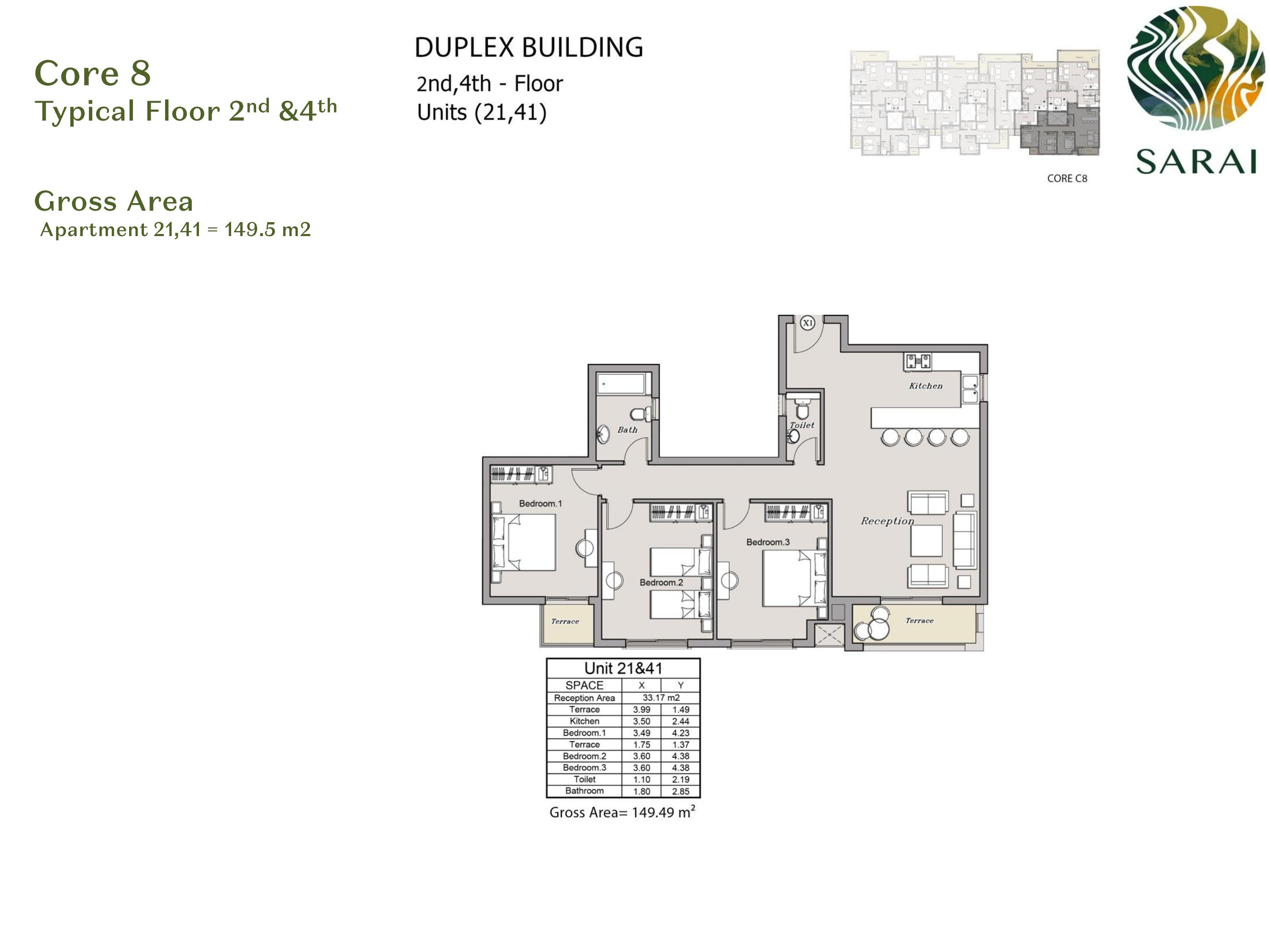 Floor plan for apartment at Sarai