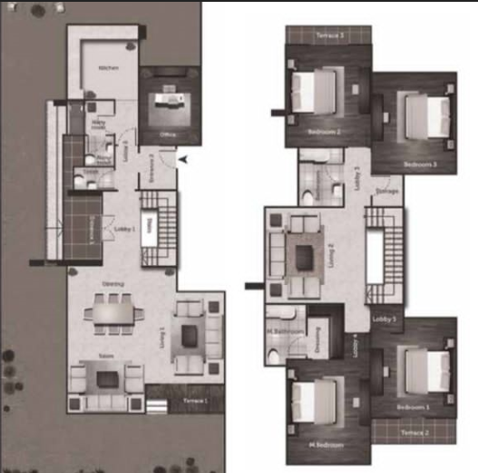 Floor plan for duplex at Galleria Residence