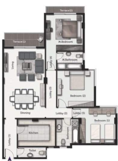 Floor plan for apartment at Galleria Residence