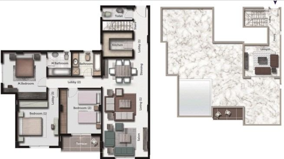 Floor plan for penthouse at Galleria Residence