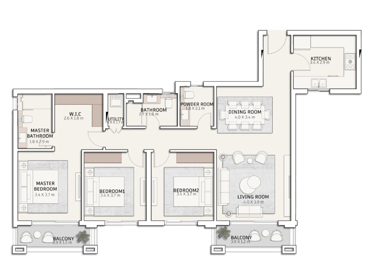 Floor plan for apartment at Mivida Gardens