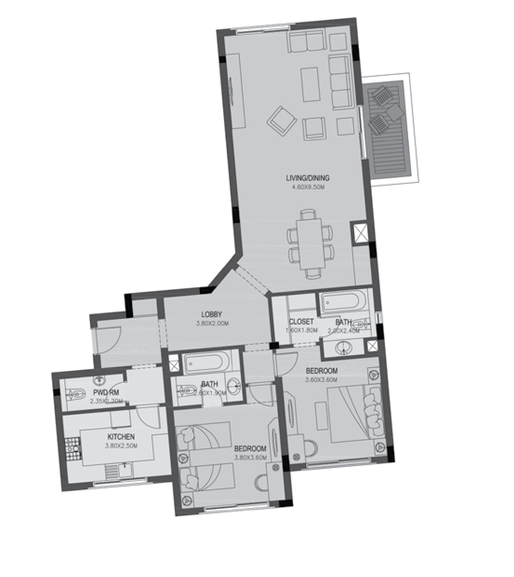 Floor plan for apartment at Uptown Cairo