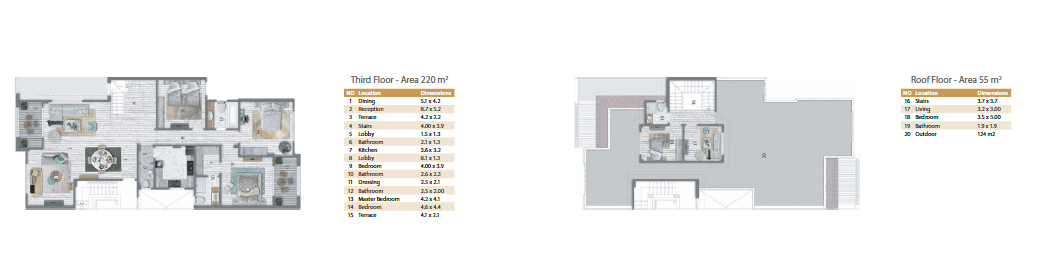 Floor plan for penthouse at Stone Residence