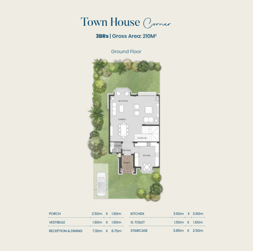 Floor plan for townhouse at Aliva Mountain View Mostakbal City
