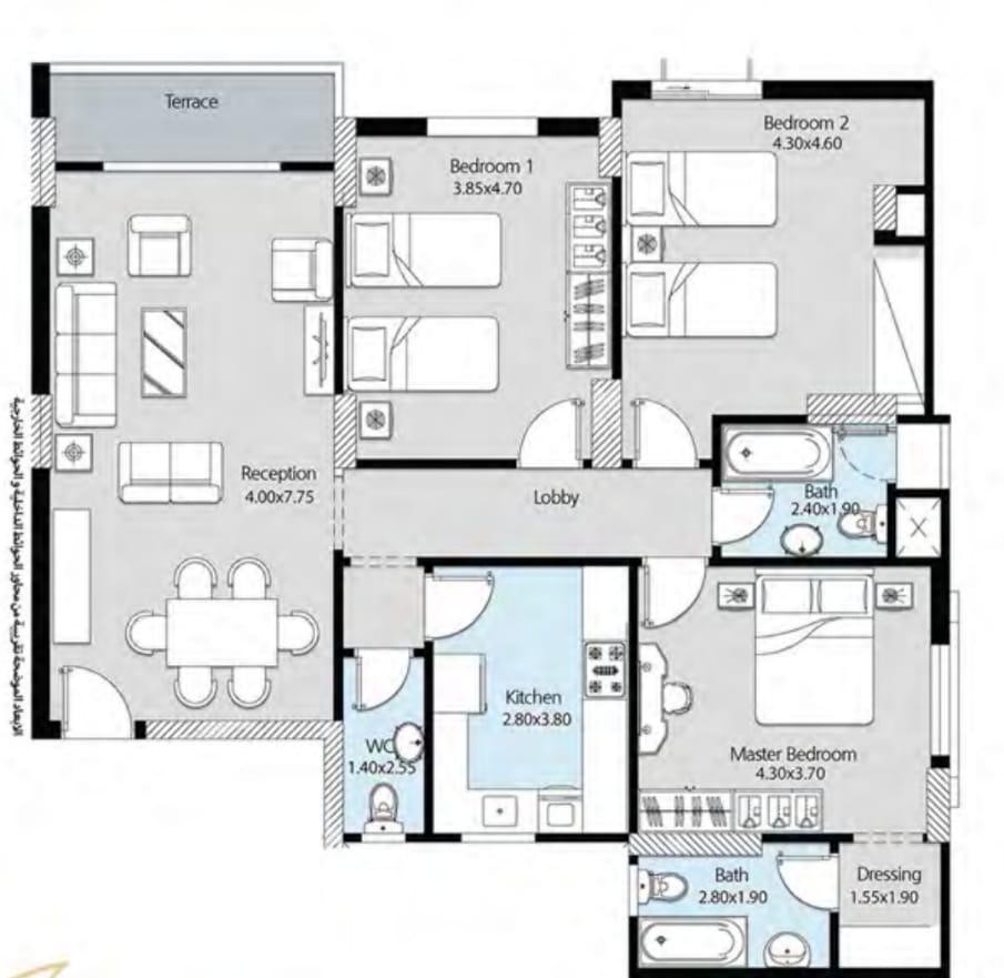 Floor plan for apartment at Oro New capital