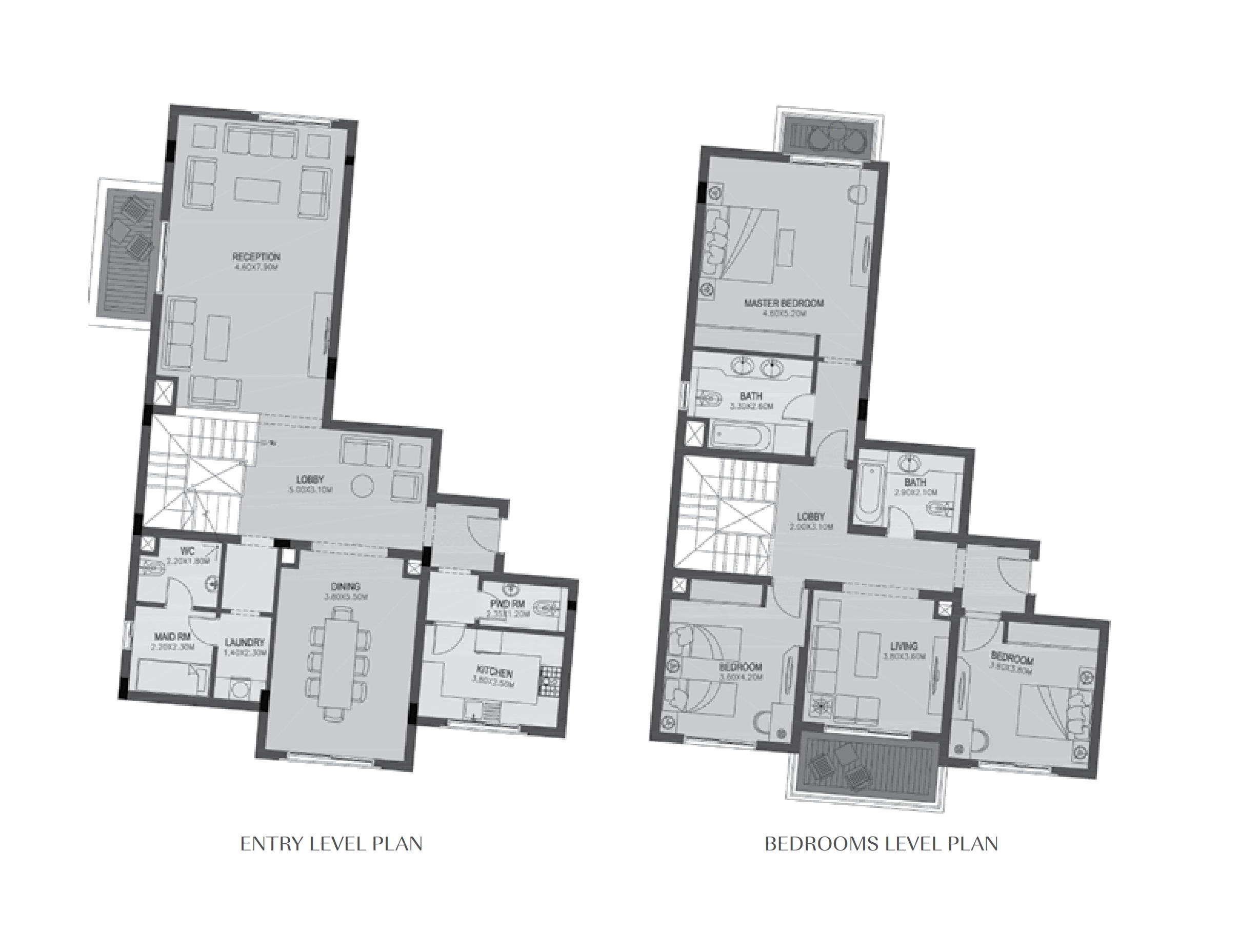 Floor plan for duplex at Uptown Cairo