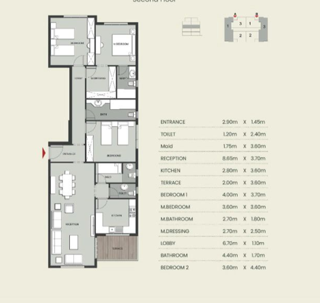 Floor plan for apartment at Aliva Mountain View Mostakbal City
