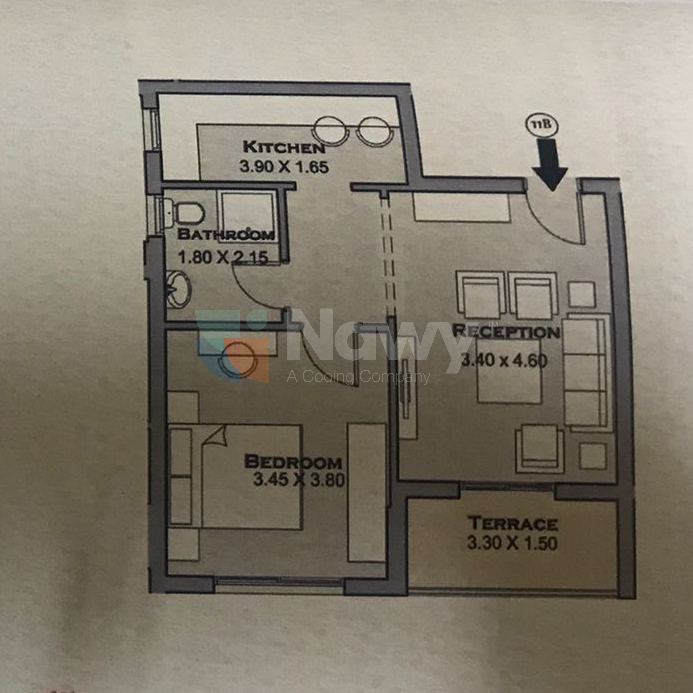 Floor plan for studio at Sarai