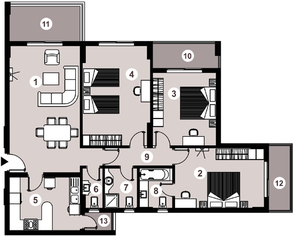 Floor plan for apartment at Downtown New Alamein