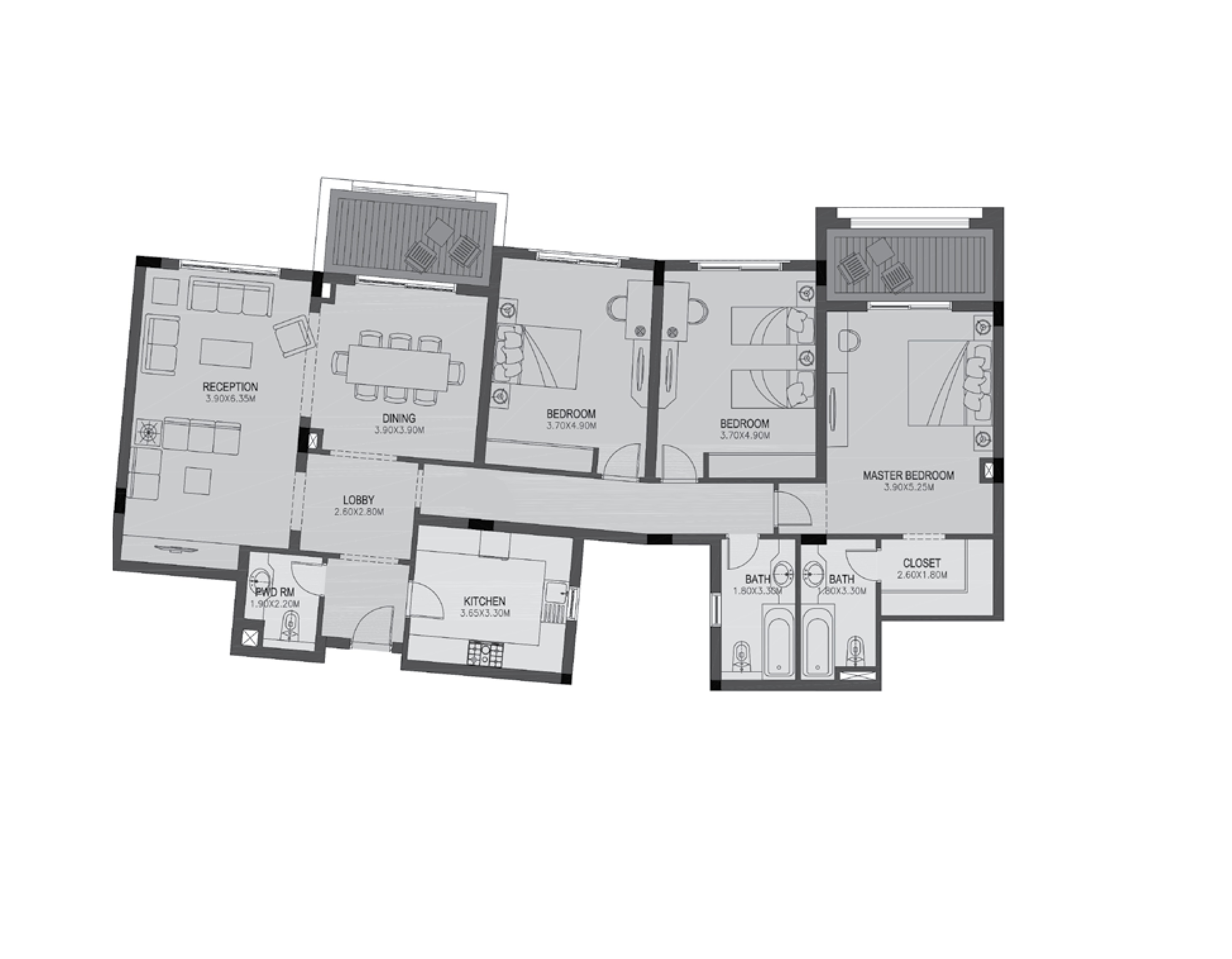 Floor plan for apartment at Uptown Cairo