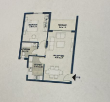 Floor plan for studio at Sarai