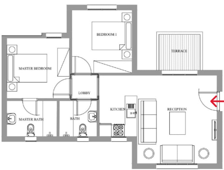 Floor plan for chalet at Mountain View Ras El Hekma