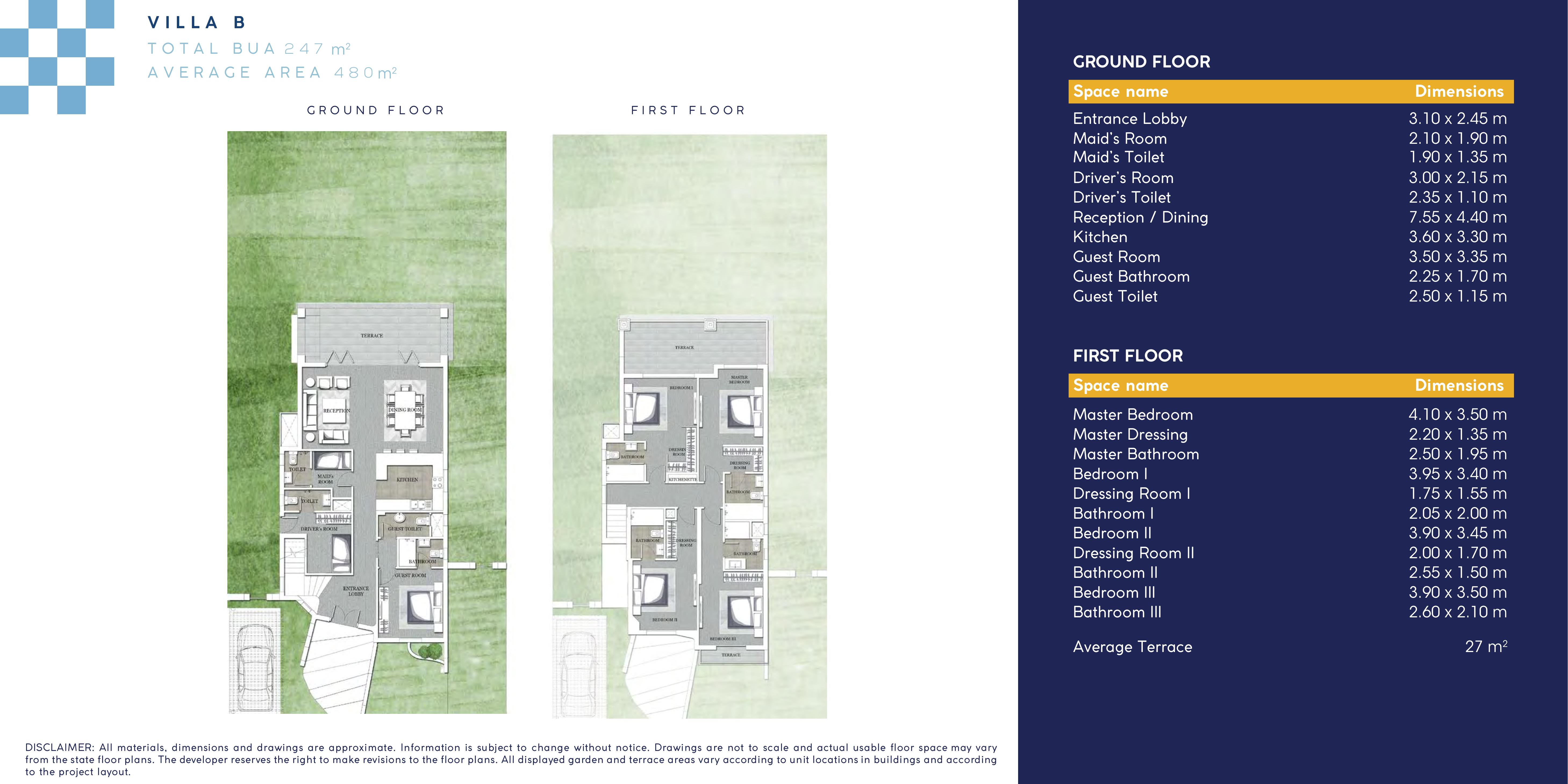 Floor plan for villa at Jefaira