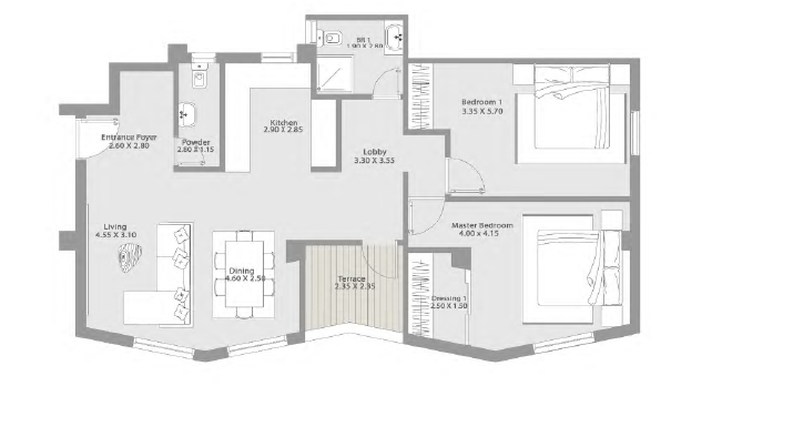 Floor plan for apartment at Kinda