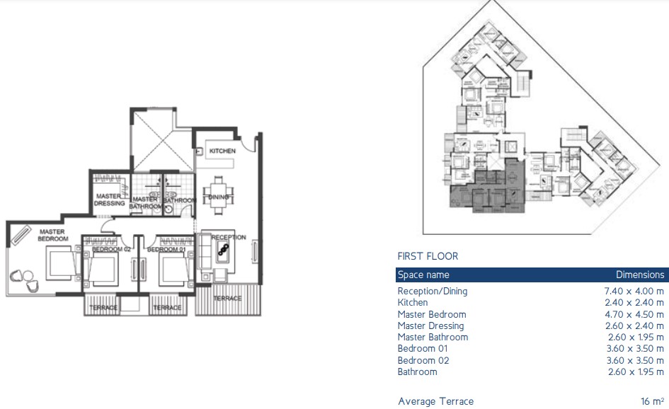 Floor plan for apartment at Jefaira