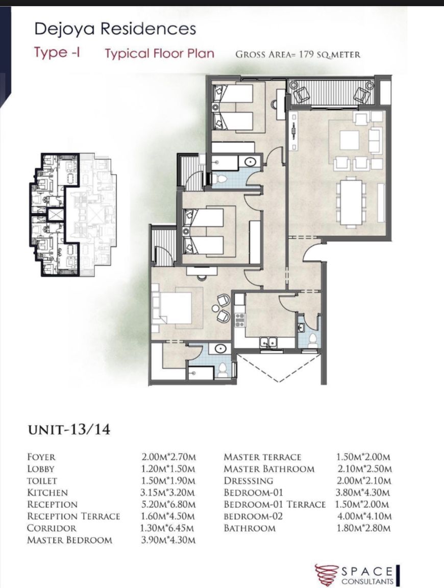 Floor plan for apartment at De Joya 1