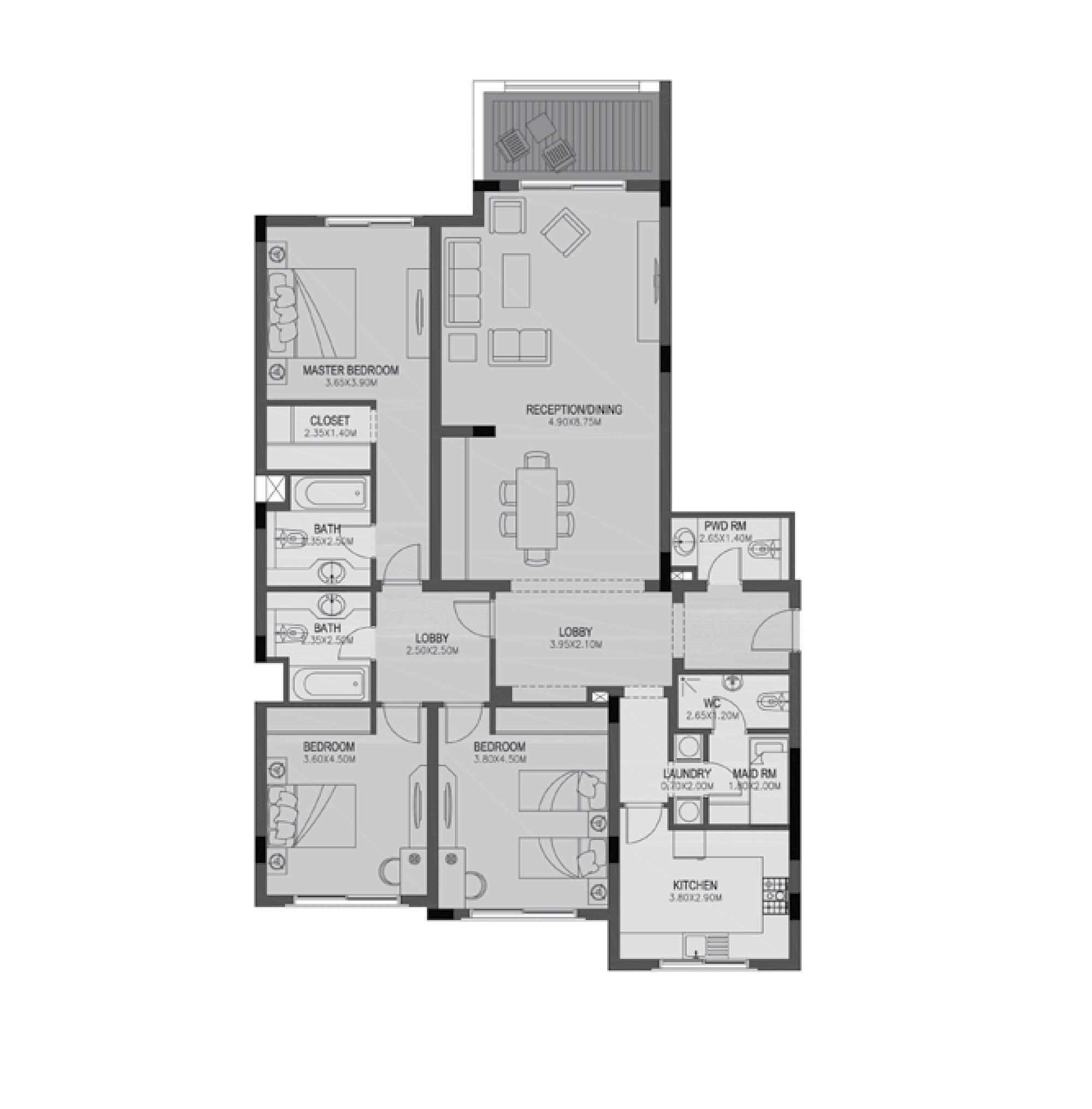 Floor plan for apartment at Uptown Cairo