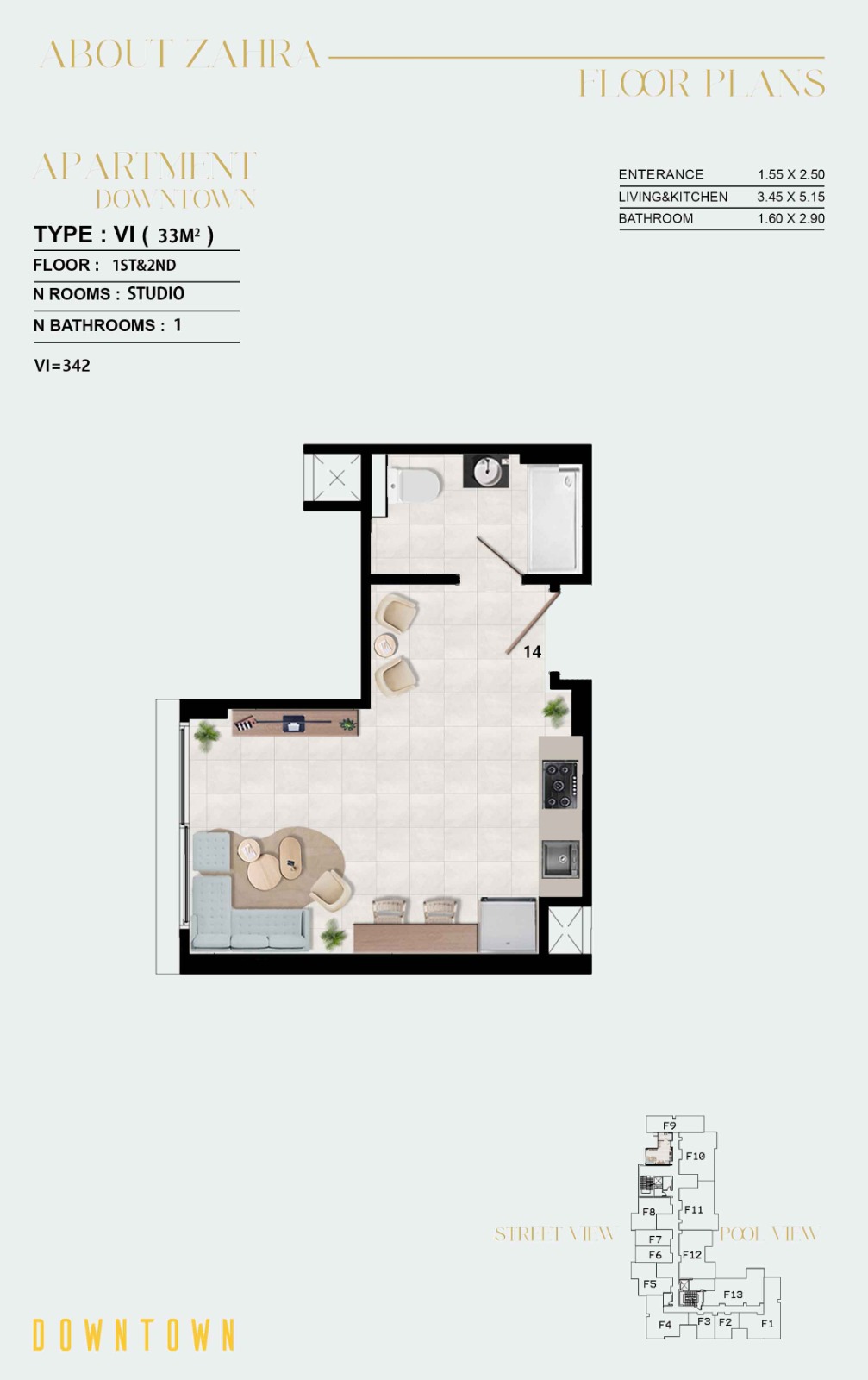 Floor plan for studio at Zahra Morshedy Group