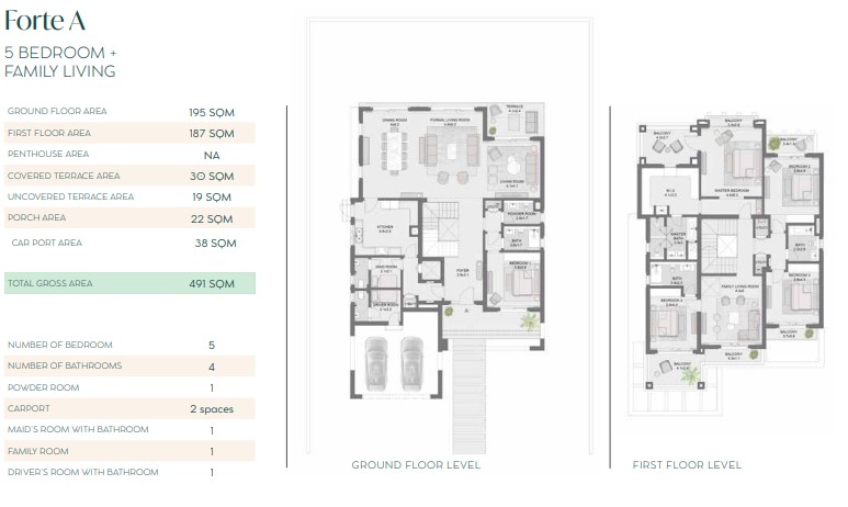 Floor plan for villa at Belle Vie